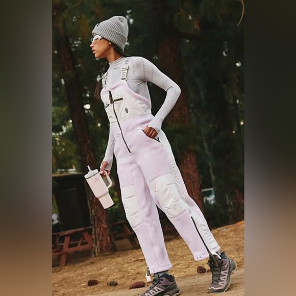 Free People Hit The Slopes Overalls Size Large NEW - Picture 2 of 16